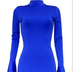 Noisy blue bell sleeve mini dress